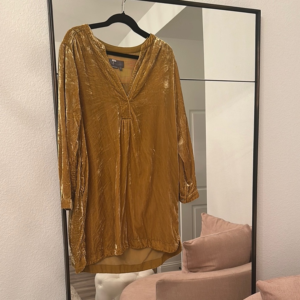 Anthropologie Gold Tunic Dress cute for fall!
